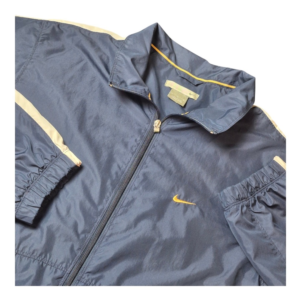 VTG Nike Mens Large Y2K Windbreaker Track Jacket Blue Full Zip Swoosh